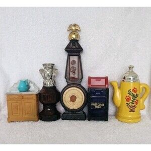 Vintage AVON LOT Of 5 Cologne/Perfume Bottles Malebox, Chess Piece, Coffee Pot